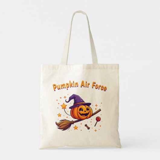 Schattigee Halloween pompoen bezem ontwerp canvas Tote Bag (Achterkant)