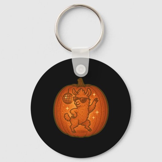 Schattigee Halloween pompoen dansen Llama Spooky H Sleutelhanger (Voorkant)