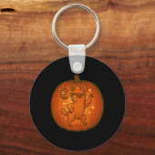 Schattigee Halloween pompoen dansen Llama Spooky H Sleutelhanger (Voorkant)