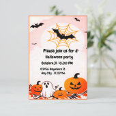 Schattigee Halloween pompoen en geest Kaart (Staand voorkant)