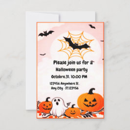 Schattigee Halloween pompoen en geest Kaart