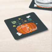 Schattigee Halloween Pompoen en Geesten Trick or t Kartonnen Onderzetters (Schuin)