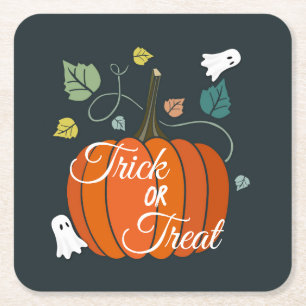 Schattigee Halloween Pompoen en Geesten Trick or t Kartonnen Onderzetters