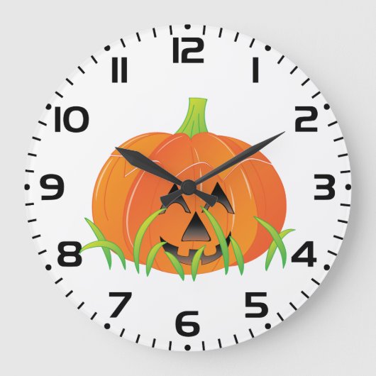 Schattigee Halloween pompoen Jack-O-Lantern Grote Klok (Voorkant)