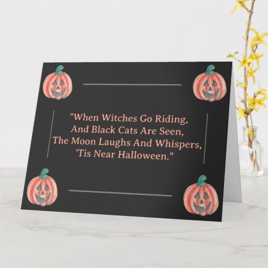 Schattigee Halloween pompoen Jack-O-Lantern Quote Kaart (Gele Bloem)