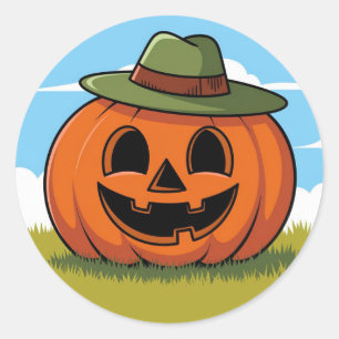 Schattigee Halloween pompoen Jack O'Lantern Ronde Sticker