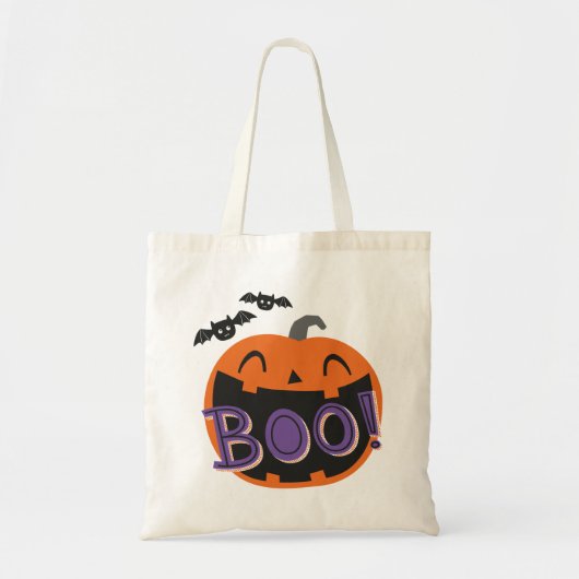 Schattigee Halloween Pompoen met Handbeletterd Boo Tote Bag (Voorkant)