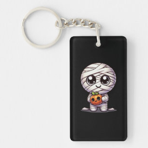 Schattigee Halloween pompoen / mummie Sleutelhanger
