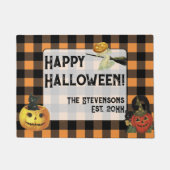 Schattigee Halloween pompoenen aangepaste familien Deurmat (Voorkant)