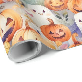 Schattigee Halloween pompoenen en spoken Cadeaupapier (Rol Hoek)