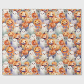 Schattigee Halloween pompoenen en spoken Cadeaupapier (Vlak)