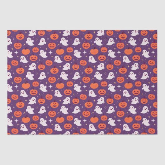 Schattigee Halloween pompoenen en spoken Tissuepapier (Voorkant)