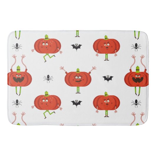 Schattigee Halloween pompoenen, spin & vleermuispa Badmat (Voorkant)