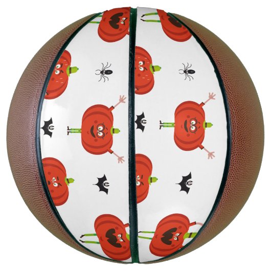 Schattigee Halloween pompoenen, spin & vleermuispa Basketbal (Verticaal)