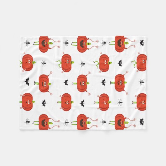 Schattigee Halloween pompoenen, spin & vleermuispa Fleece Deken (Voorkant (Horizontaal))