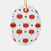 Schattigee Halloween pompoenen, spin & vleermuispa Keramisch Ornament (Rechts)