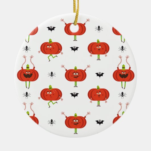 Schattigee Halloween pompoenen, spin & vleermuispa Keramisch Ornament (Voorkant)
