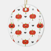 Schattigee Halloween pompoenen, spin & vleermuispa Keramisch Ornament (Links)