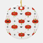 Schattigee Halloween pompoenen, spin & vleermuispa Keramisch Ornament (Achterkant)