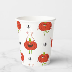 Schattigee Halloween pompoenen, spin & vleermuispa Papieren Bekers