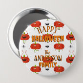 Schattigee Halloween pompoenen, spin & vleermuispa Ronde Button 4,0 Cm (Voorkant /achterkant)