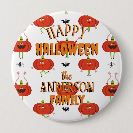 Schattigee Halloween pompoenen, spin & vleermuispa Ronde Button 4,0 Cm (Voorkant)