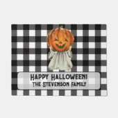 Schattigee Halloween Pumpkin Ghost aangepaste fami Deurmat (Voorkant)