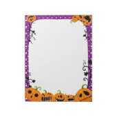 Schattigee Halloween Pumpkin Paarse Polka Dot Notitieblok (Linkerzijde)