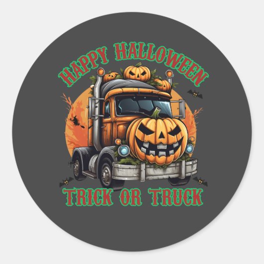 Schattigee Halloween Pumpkin Truck Kinder Spooky F Ronde Sticker (Voorkant)