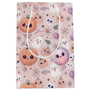Schattigee Halloween Pumpkins & Ghosts op Pink Sea Medium Cadeauzakje