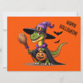 Schattigee Halloween Raptor / Dinosaur Witch Feestdagenkaart (Voorkant)
