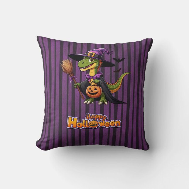 Schattigee Halloween Raptor / Dinosaur Witch Kussen (Voorkant)