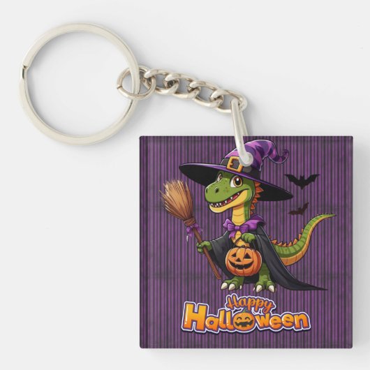 Schattigee Halloween Raptor / Dinosaur Witch Sleutelhanger (voorkant)