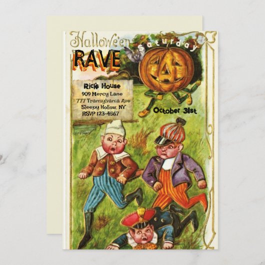  Schattigee Halloween Rave Party Kaart (Voorkant / Achterkant)