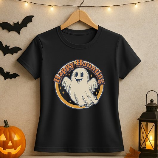 Schattigee Halloween Retro Ghost Happy Haunting T-shirt