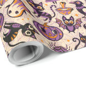 Schattigee Halloween retro patroon licht. Fijne Ha Cadeaupapier (Rol Hoek)
