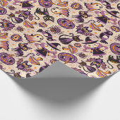 Schattigee Halloween retro patroon licht. Fijne Ha Cadeaupapier (Hoek)