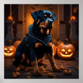 Schattigee Halloween Rottweiler Hondennacht met Po Poster (Voorkant)