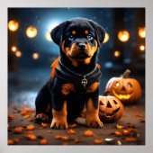 Schattigee Halloween Rottweiler Puppy Dog w Pumpki Poster (Voorkant)