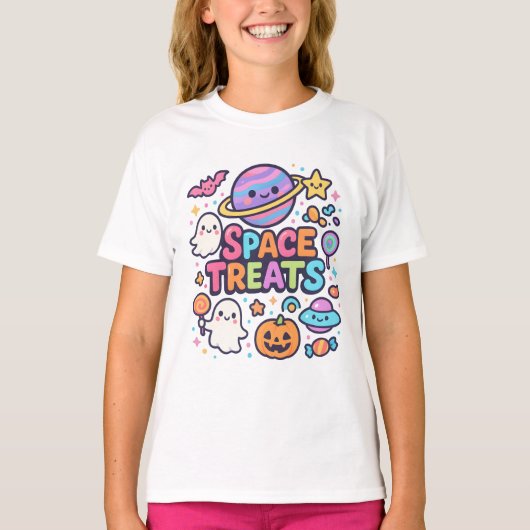 Schattigee Halloween-ruimte behandelt kleding Unis T-shirt (Voorkant)