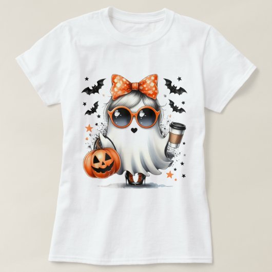 Schattigee Halloween Sassy Ghost T-shirt (Design voorkant)