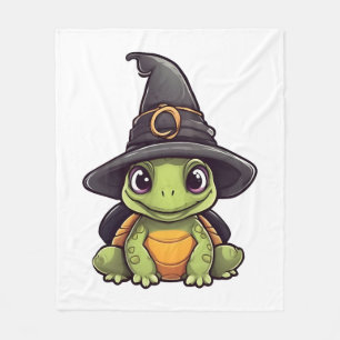 Schattigee Halloween schildpad met een heks pet. Fleece Deken