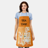 Schattigee Halloween Skeleton-Bat Tea Kitchen Scho Schort (Gedragen)