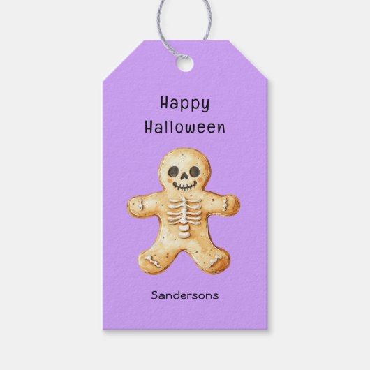 Schattigee Halloween Skeleton Cookie Cadeaulabel (Voorkant)