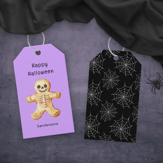 Schattigee Halloween Skeleton Cookie Cadeaulabel
