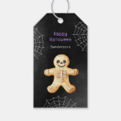 Schattigee Halloween Skeleton Cookie Zwart Cadeaulabel (Voorkant)