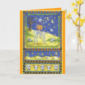 Schattigee Halloween Skeleton Kaarten (Gele Bloem)