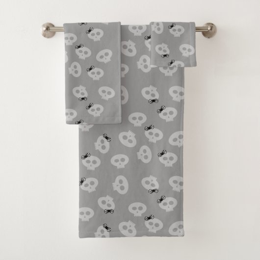 Schattigee Halloween Skull Bow Pattern Badhanddoek Bad Handdoek (Insitu)