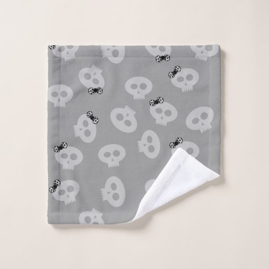 Schattigee Halloween Skull Bow Pattern Badhanddoek Bad Handdoek (Wasdoekje)
