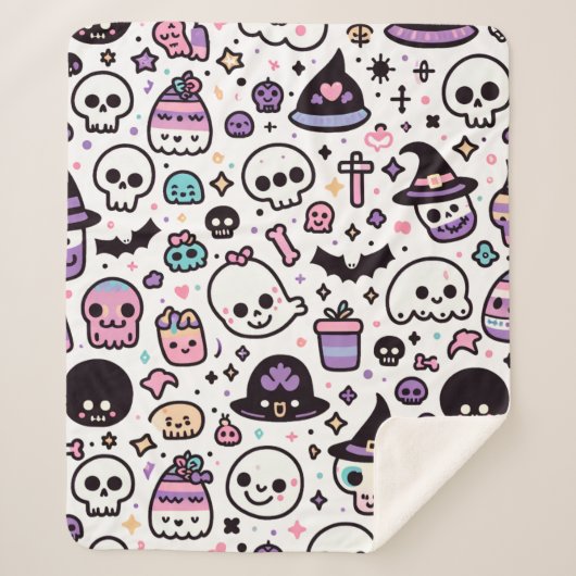 Schattigee Halloween Skull Pattern Deken (Voorkant)